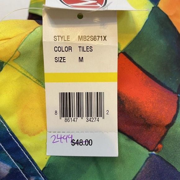 Mambo Australia Men Size M Swim Trunks Multi-Color Tiles Side Pocket NWT $48 - Picture 12 of 16